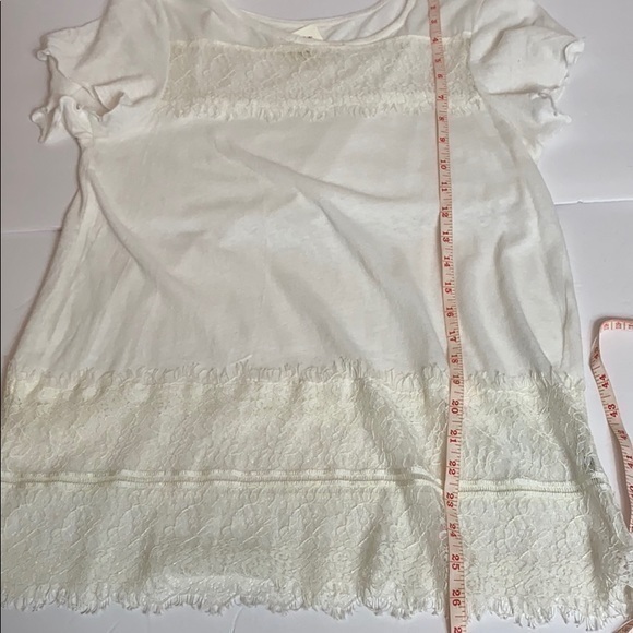 Anthropologie Deletta Creme T-shirt with Lace - Picture 7 of 10